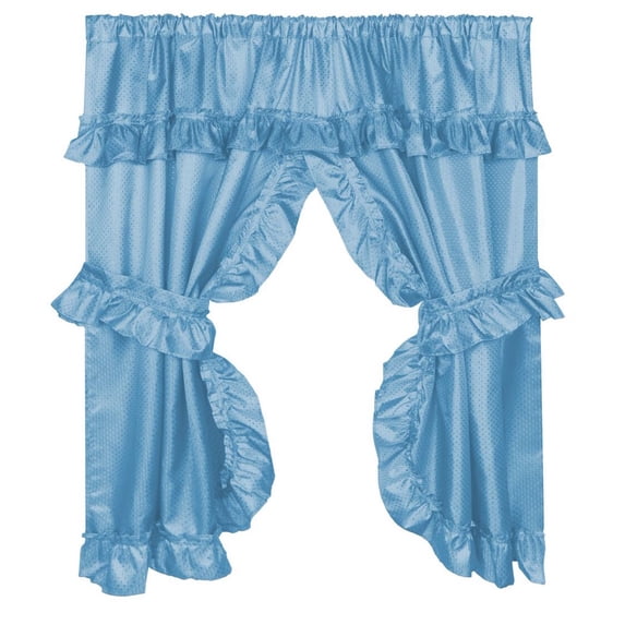 GoodGram Lauren Complete 5 Piece Attached Window Curtains & Valance Set - Light Blue