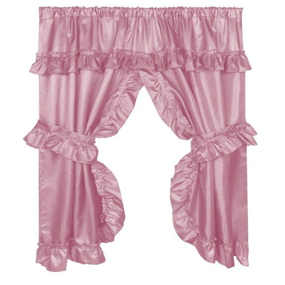 GoodGram Lauren Complete 5 Piece Attached Window Curtains & Valance Set - Rose