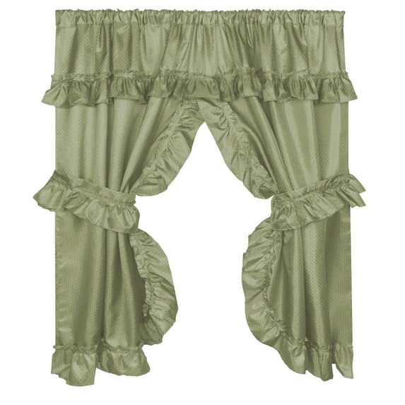GoodGram Lauren Complete 5 Piece Attached Window Curtains & Valance Set - Sage