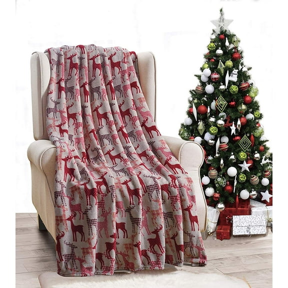 GoodGram Reindeer Ultra Plush Fleece Throw, 50” x 60”