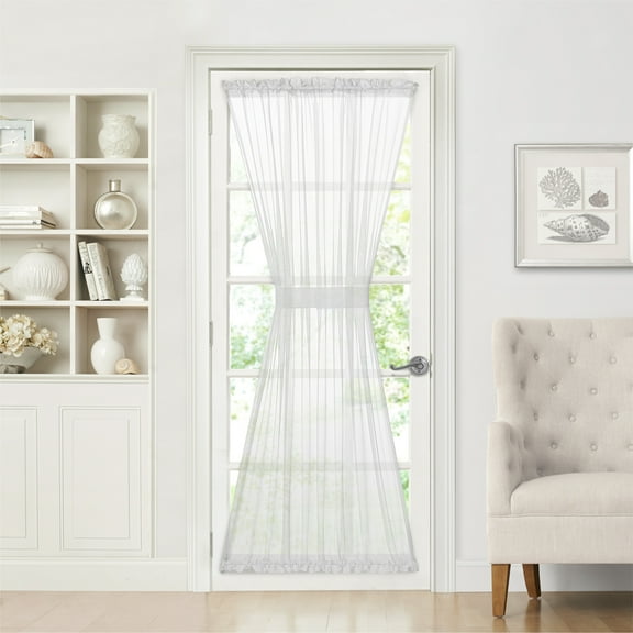 GoodGram Semi Sheer French Door Curtain Panel, White, 60 x 72