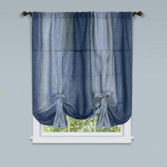 GoodGram Venetian Blue Ombre Rod Pocket Semi-Sheer Valances, 50" x 63"