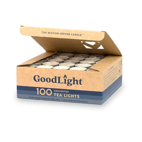 GoodLight Unscented Vegan and Paraffin-Free Tea Light Candles (400 Candles)