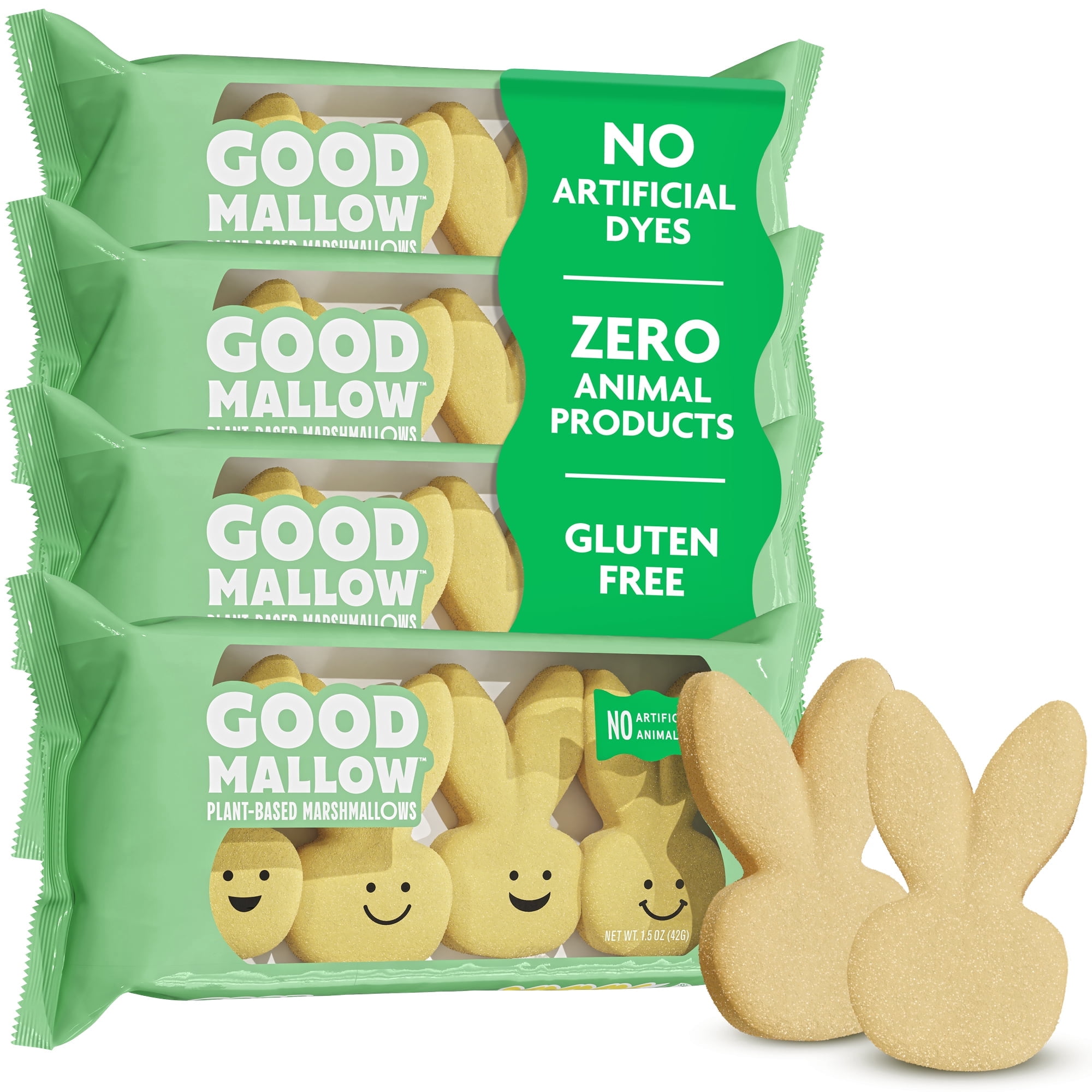 GoodMallow Plant-Based Easter Bunny Marshmallows – 4 x 4 Pack