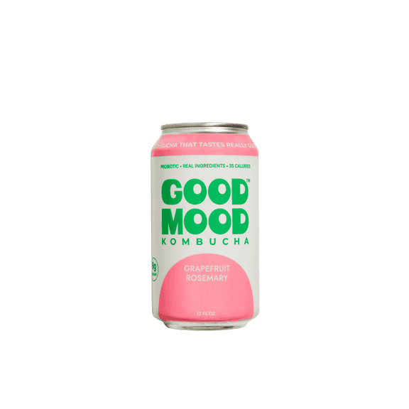 GoodMood Kombucha, Grapefruit Rosemary, Low Sugar & Gluten-Free, 12 Pack, 12 fl oz Cans