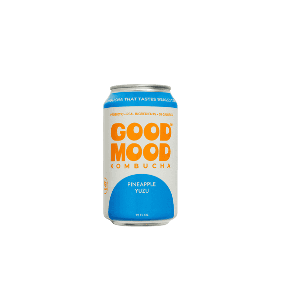 GoodMood Kombucha, Pineapple Yuzu, Low Sugar & Gluten-Free, 12 Pack, 12 fl oz Cans