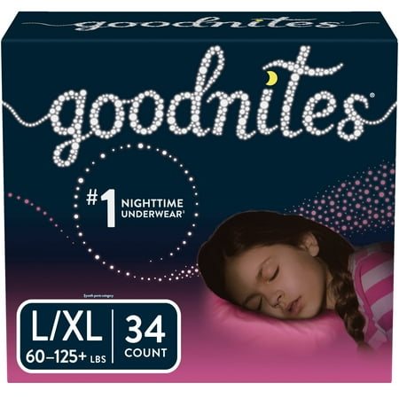 GoodNites Girls Training Underwear, L/XL, 34 Count