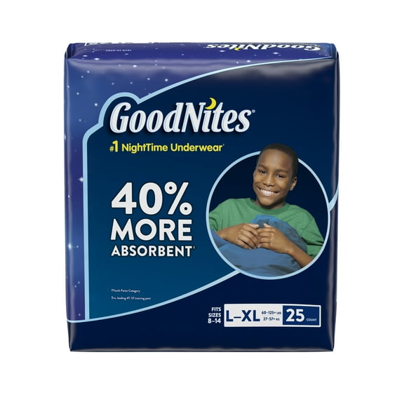 GoodNites Bedtime Bedwetting Underwear for Boys, Size L/XL, 25 Count