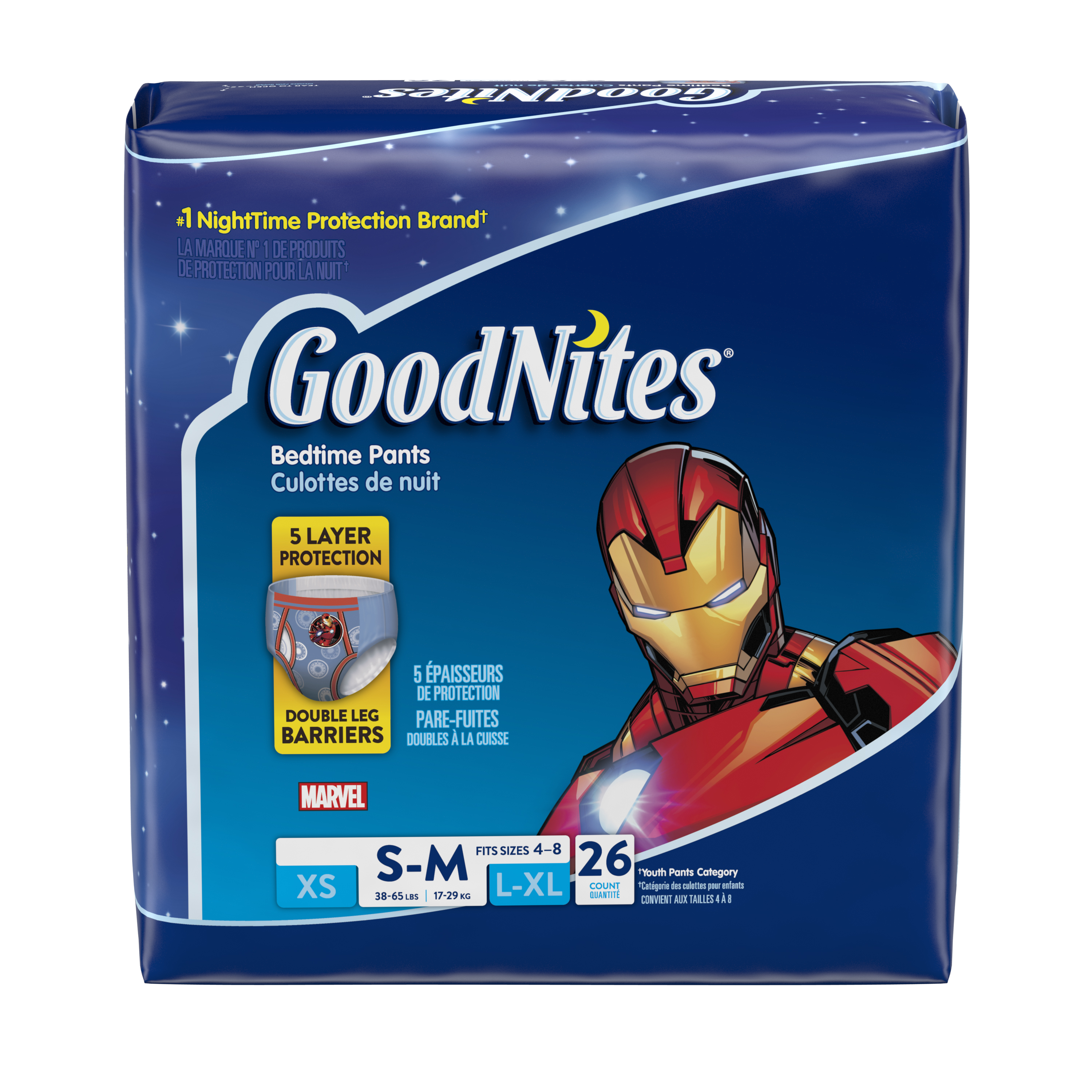 GoodNites Bedtime Bedwetting Underwear for Boys, Size S/M, 26 Count - image 1 of 9