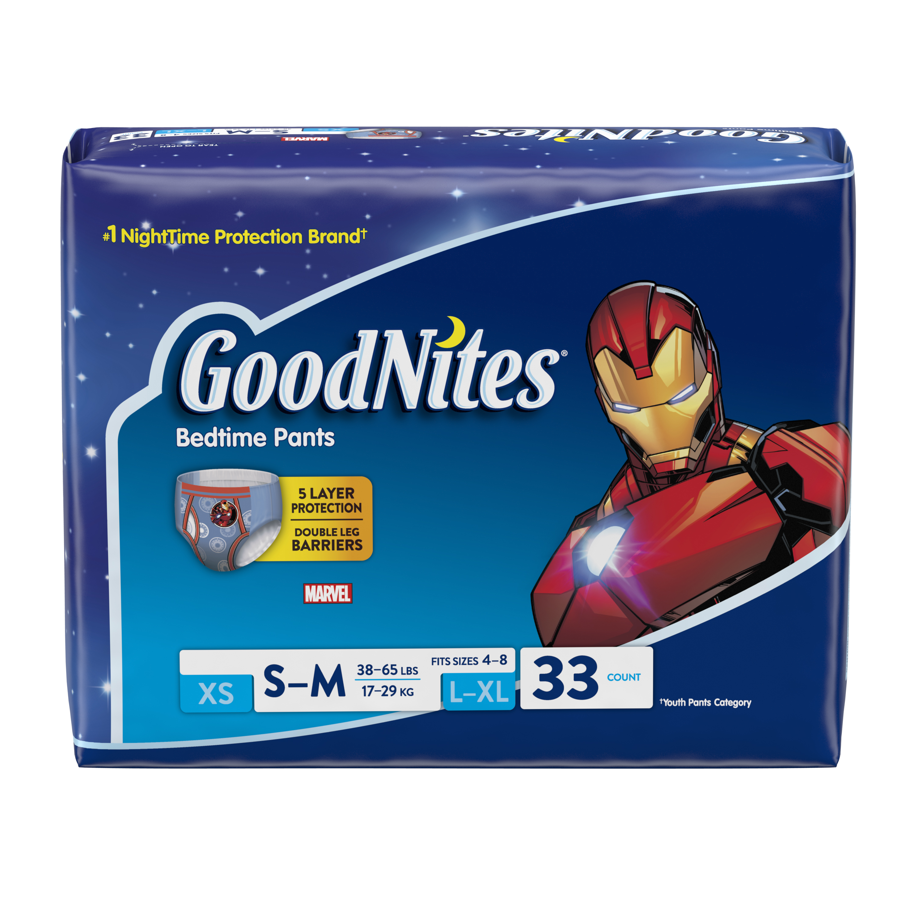 GoodNites Bedtime Bedwetting Underwear for Boys, Size S/M, 33 count - image 1 of 10