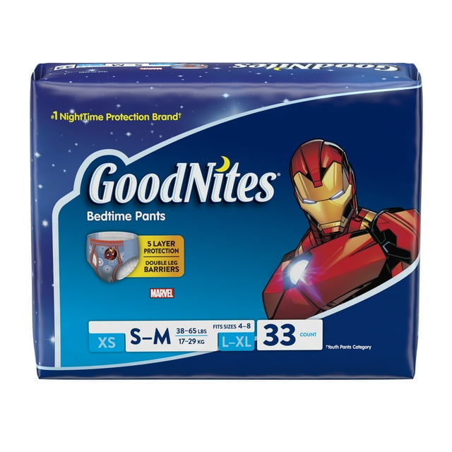 GoodNites Bedtime Bedwetting Underwear for Boys, Size S/M, 33 count