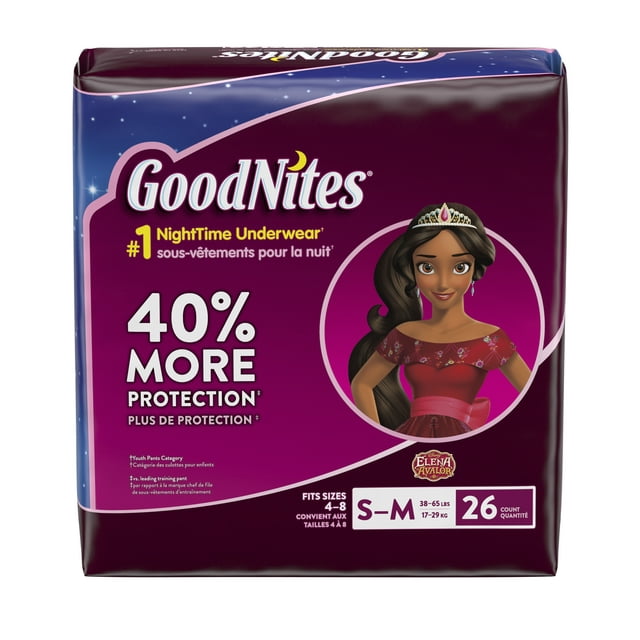 GoodNites Bedtime Bedwetting Underwear for Girls, Size S/M, 26 Count