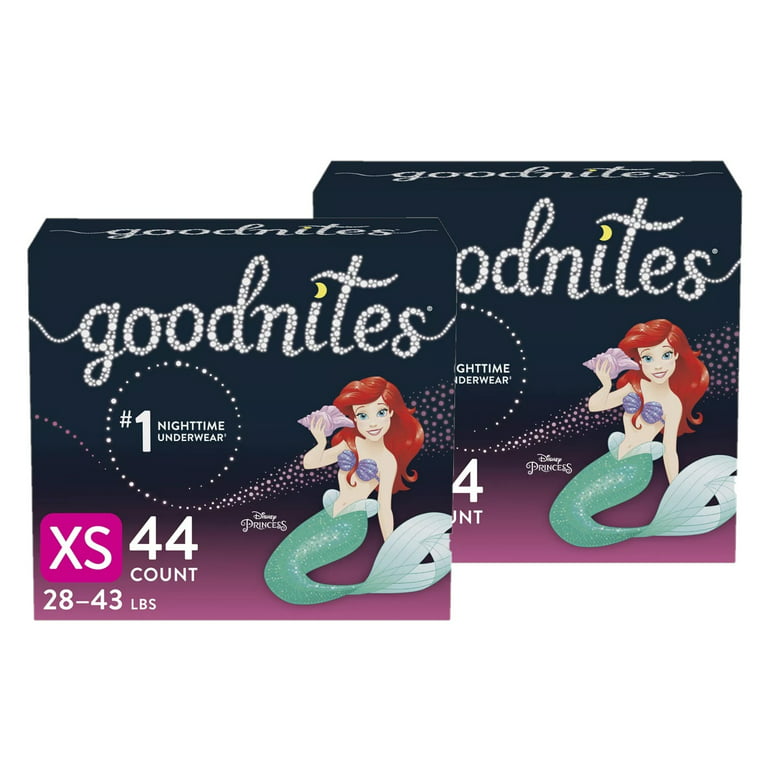 GoodNites Bedtime Bedwetting Underwear for Girls, Size XS, 88 ct.