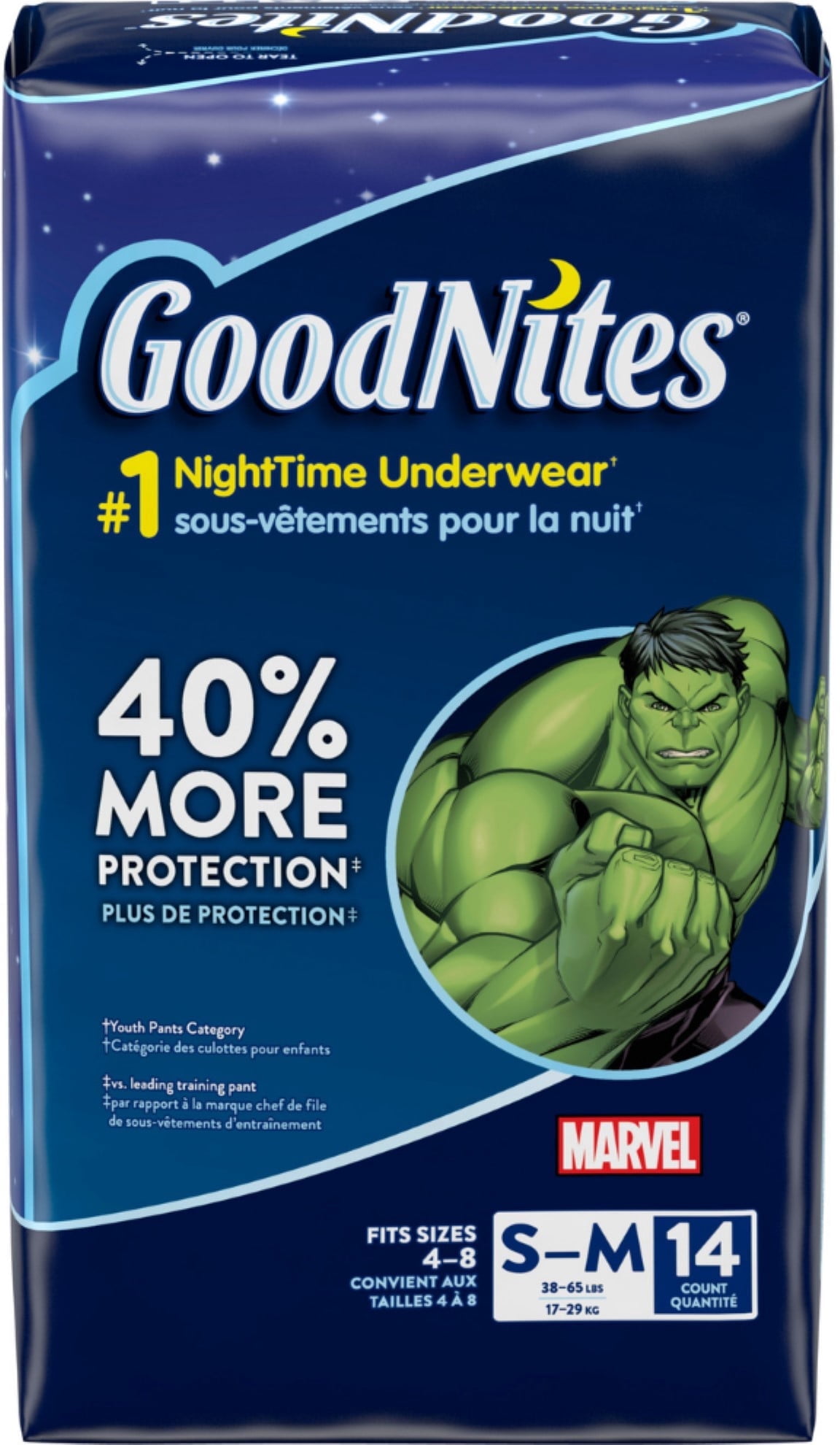 GoodNites Marvel Limited Edition Boy's Bedtime Underwear, Size Small/Medium 14 ea