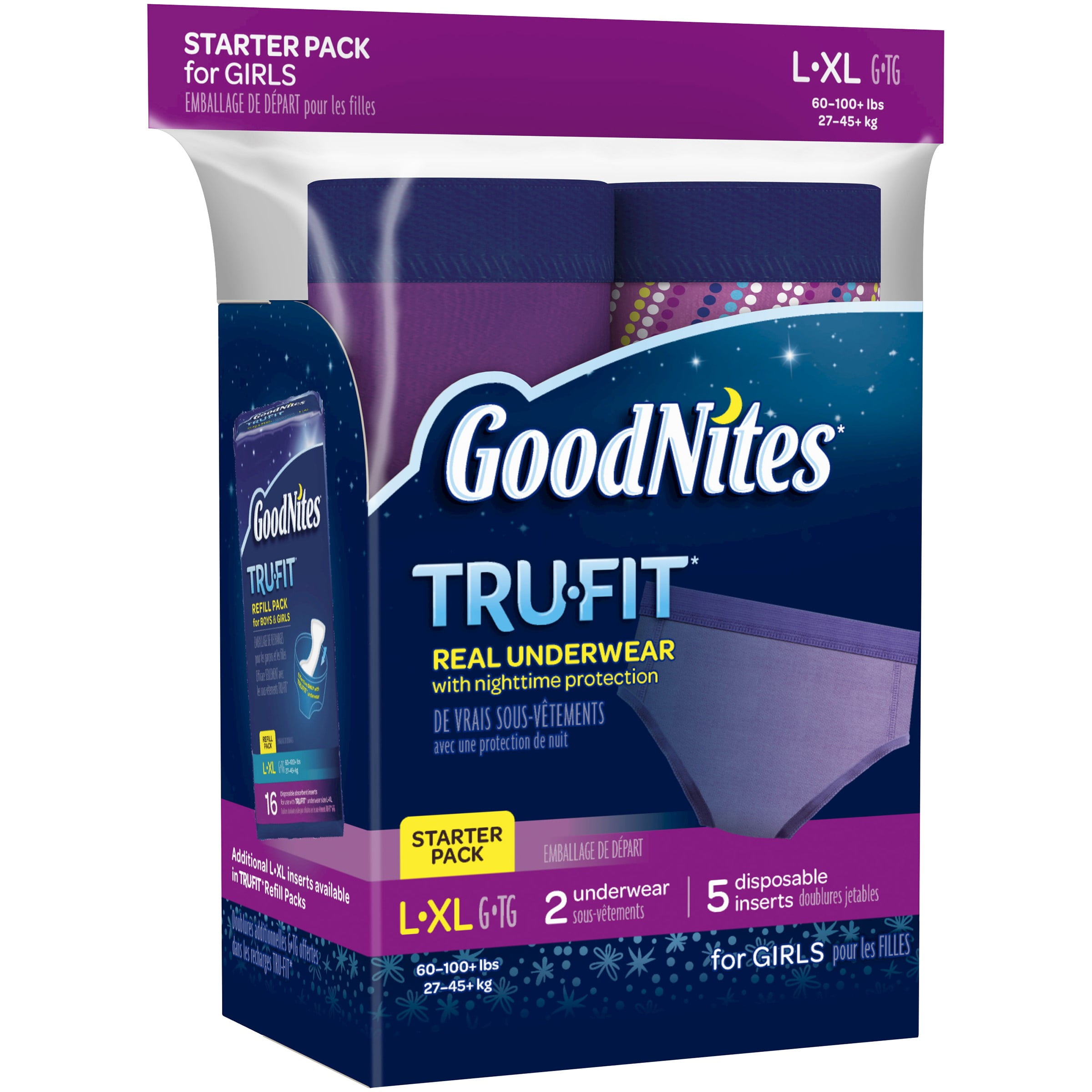 GoodNites TruFit Real Underwear Starter Pack for Girls - L/XL, 1.0