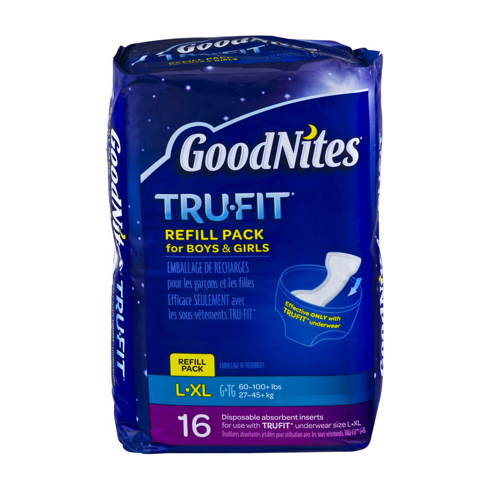 GoodNites TruFit Refill Pack Disposable Absorbent Inserts for Boys & Girls L/LX - 16 CT - image 1 of 13