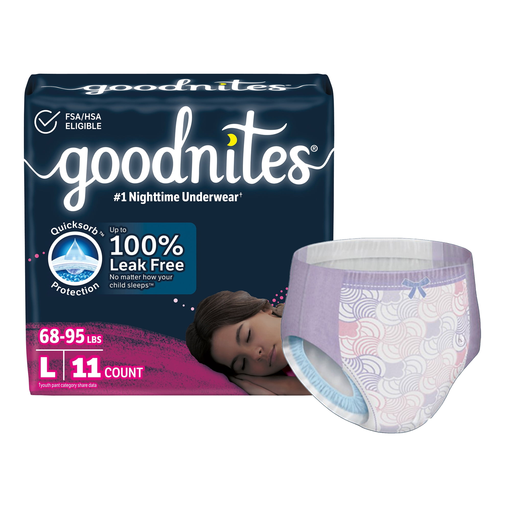 GoodNites Youth Youth Absorbent Underwear Large 68 to 95 lbs. 53363, 44 Ct