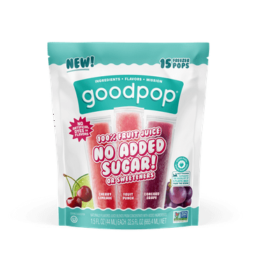 GoodPop 100% Fruit Juice Pops No Sugar Added Non-GMO 15ct