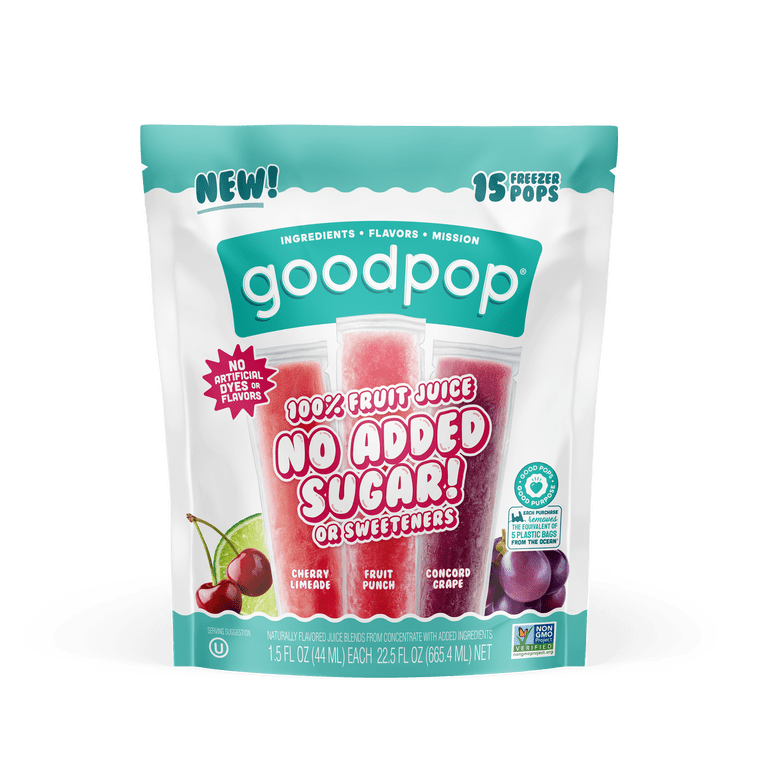 GoodPop, Fruit Juice Pops, No Sugar Added, Organic, 15ct - Walmart.com