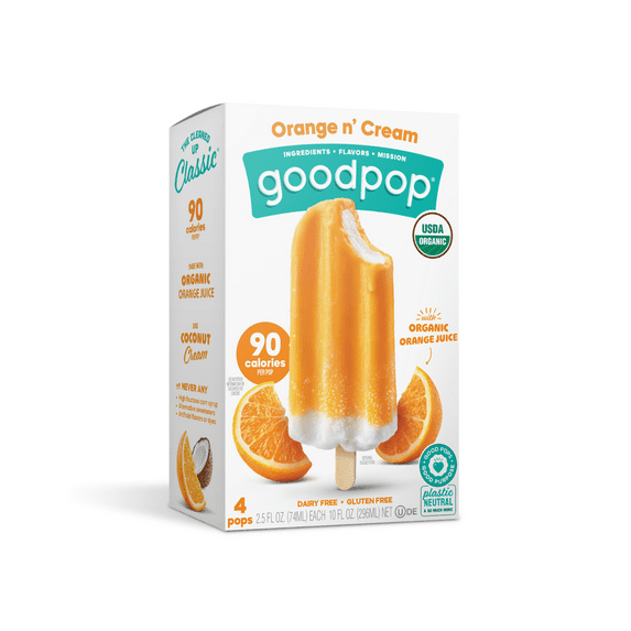 Good Pop, Dairy Free Orange 'N Cream Bars, Net Wt 10 fl oz Carton Box (Frozen)
