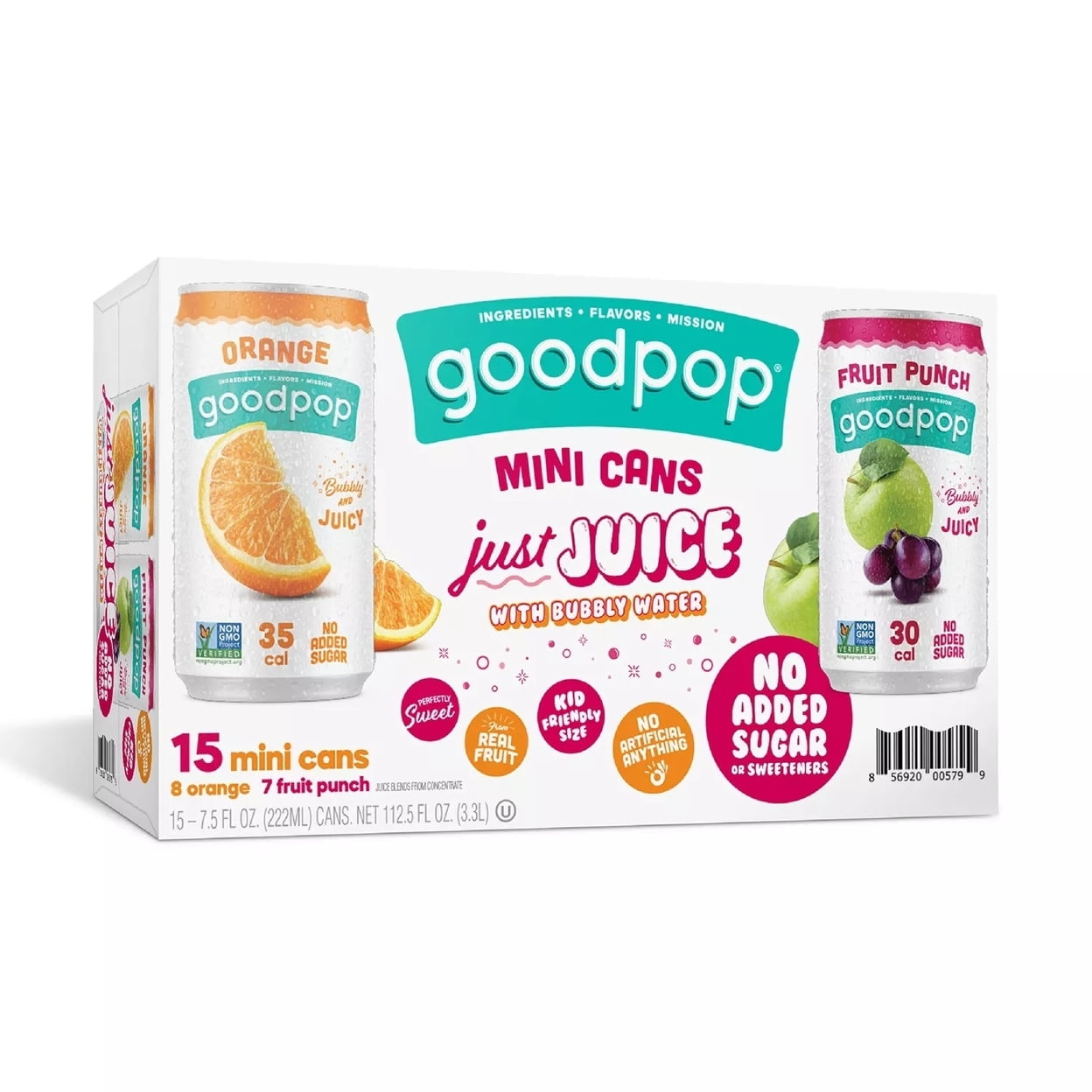 GoodPop Sparkling Juice Mini Cans Variety Pack 7.5 Fluid Ounce (Pack of