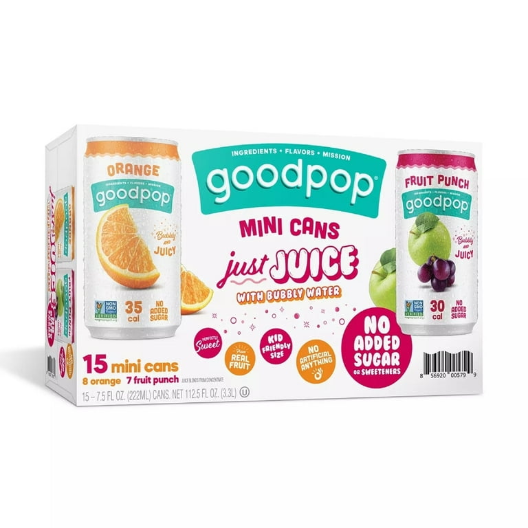 GoodPop Carbonated Fruit Drink Mini Cans Variety Pack, Fluid