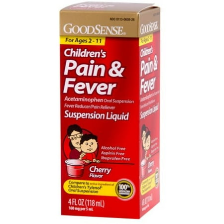 GoodSense Acetaminophen Children's Pain Reliever Oral Suspension Liquid, Cherry Flavor, 160 mg, 4 Fluid oz