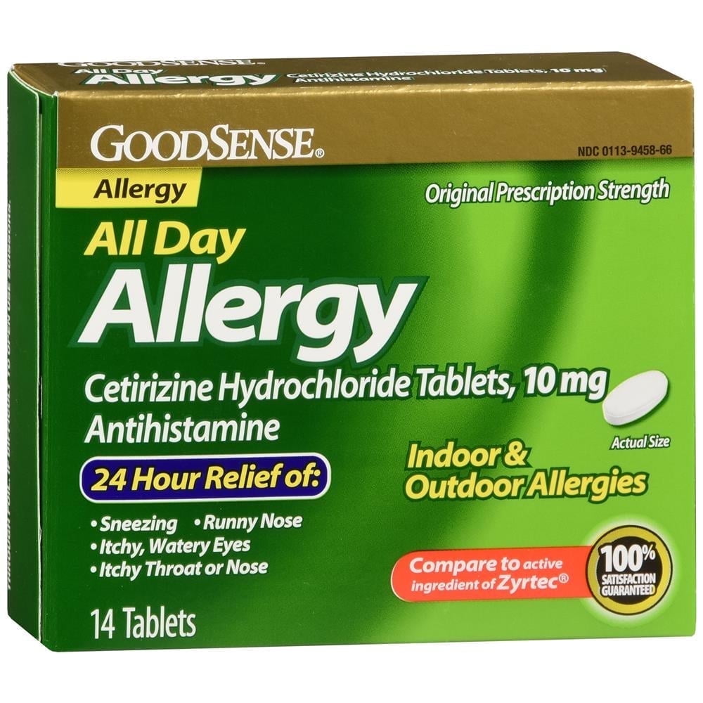 GS Cetirizine 10mg All Day Allergy Tabs, 24Hr Antihistamine, 14 Ct