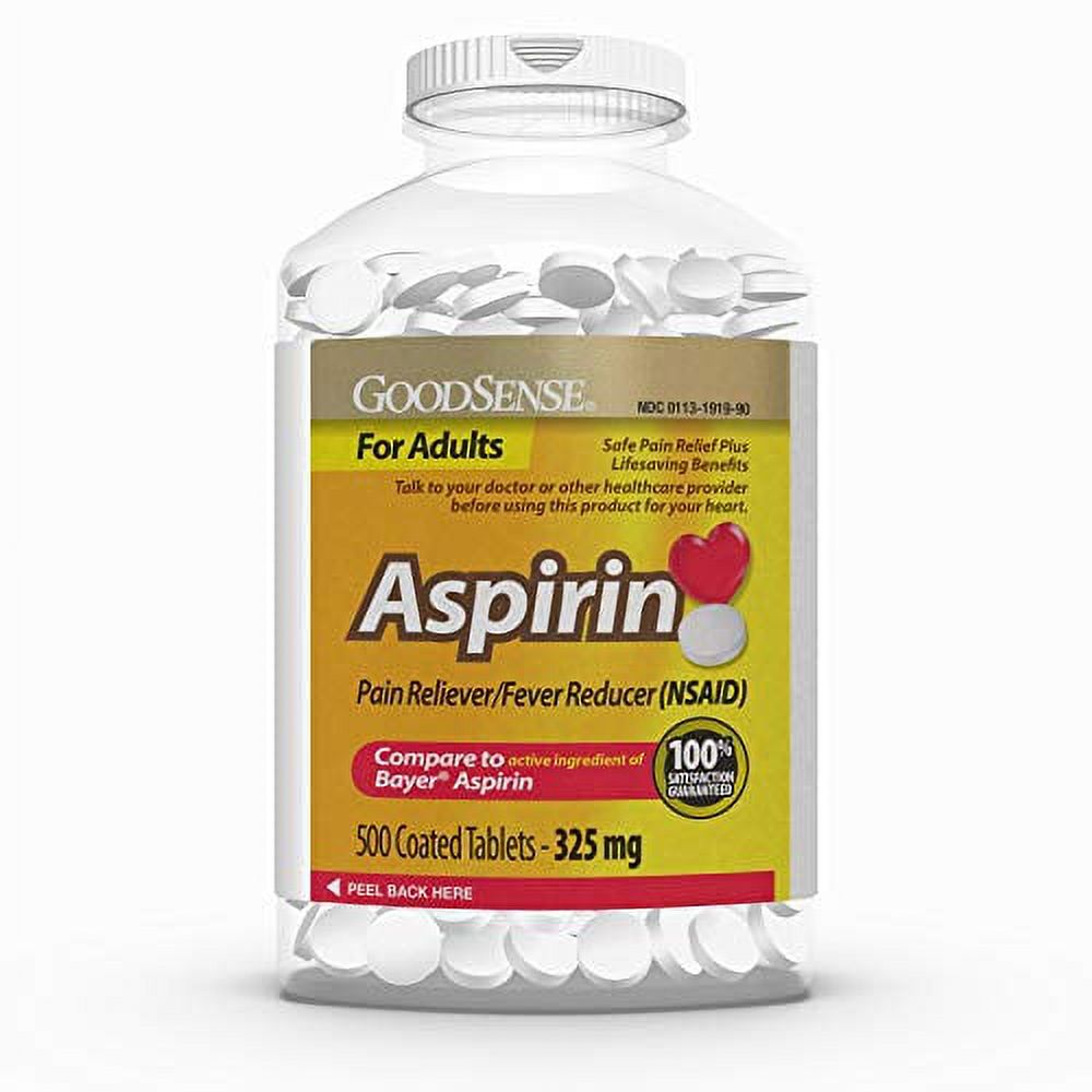 GoodSense Aspirin Pain Reliever & Fever Reducer (NSAID), 325 mg Coated