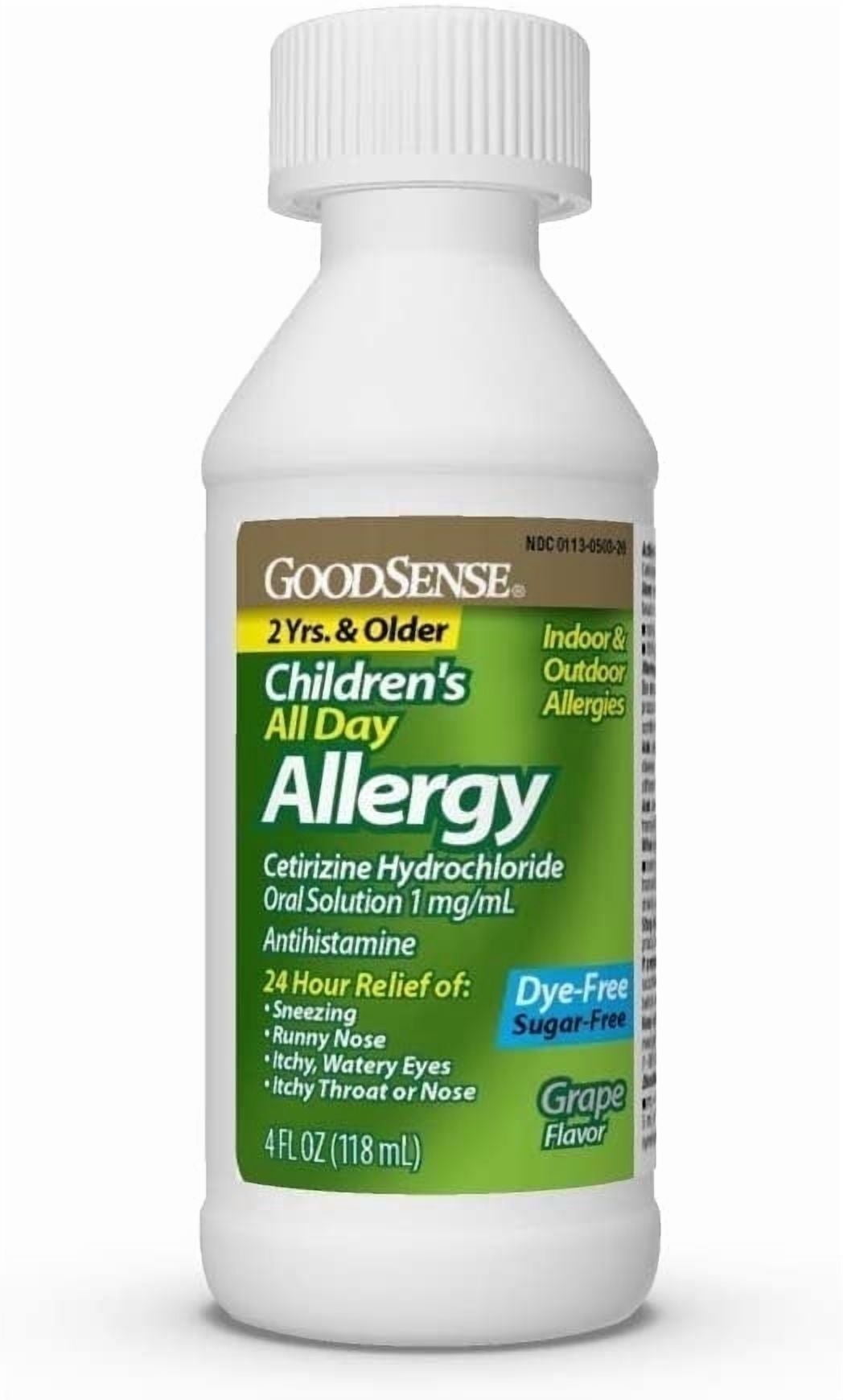 GS Childrens Cetirizine 5mg, Grape Flavor, Dye & Sugar Free, 4 Oz