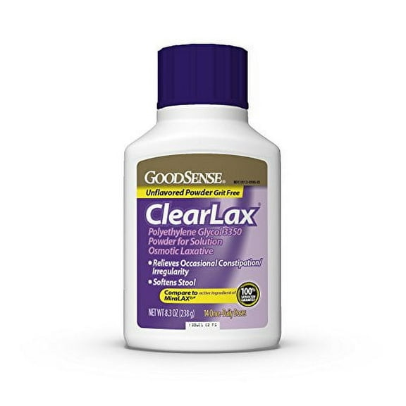 GoodSense ClearLax, Polyethylene Glycol 3350 Powder for Solution - Osmotic Laxative for Constipation Relief, Unflavored, 8.3 oz