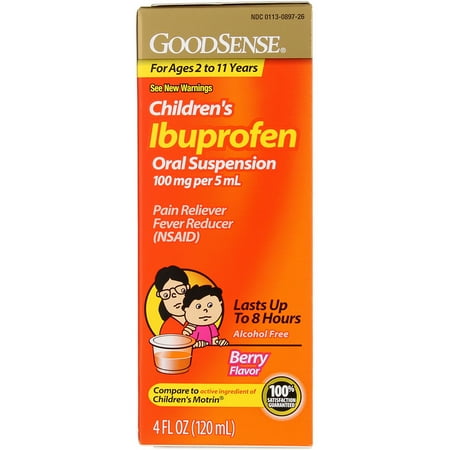 GoodSense Ibuprofen Children's Oral Suspension Pain Reliever Liquid, Berry, 4 fl oz
