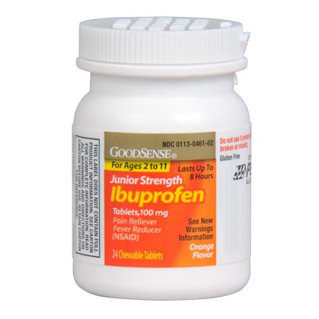 GoodSense Children's Ibuprofen Chewable Tablets, 100 mg, 24 Count, Pain Reliever and Fever Reducer (NSAID), Temporarily Reduces Fever and Relieves Minor Aches and Pain