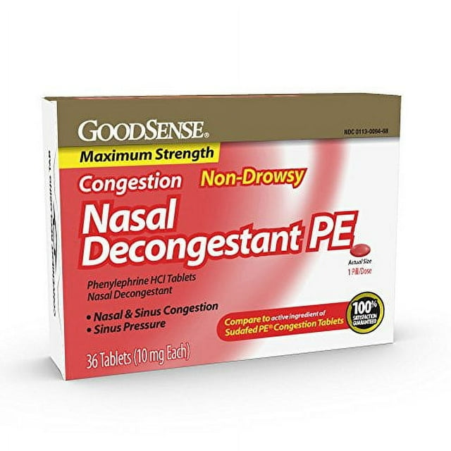 GoodSense Maximum Strength Nasal Decongestant PE, Phenylephrine HCl 10