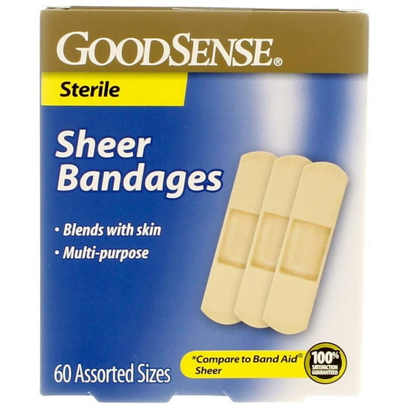 GoodSense Sheer Bandages, Assorted Sizes, 60 Ct