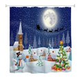 thumbnail image 1 of Goodbath Christmas Shower Curtain, Xmas Trees Winter Landscape Snowman Night Santa Sleight Present Box Waterproof Shower Curtains Bathroom, 72 x 72 Inch, 1 of 6