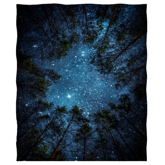 Goodbath Galaxy Throw Blanket, Forest Starry Night Sky Fleece Blanket for Sofa Couch Bed, 80X60 inches