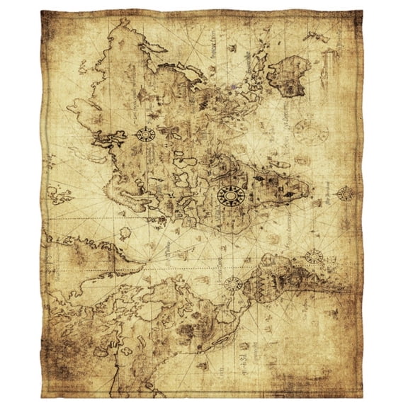 Goodbath Map Throw Blanket, Rustic World Map Fleece Blanket for Sofa Couch Bed, 60X50 inches