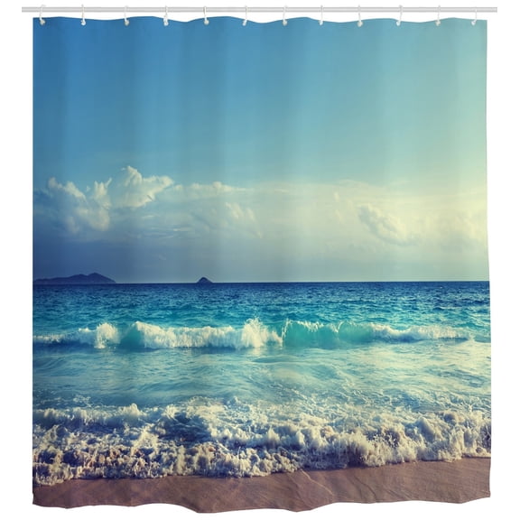 Goodbath Ocean Sea Waves Sunset Waterproof Polyester Fabric Shower Curtain for Bathroom,72x72 Inhces