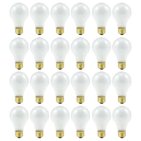 Goodbulb 60 Watt A19 Medium Base 130 Volt Rough Service 5000 Hour Incandescent - Standard Household E26 Bulb - Clear Finish/Pack of 24