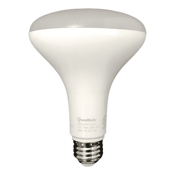 Goodbulb 65W - BR30 11W Dimmable LED Reflector - 3000K Warm Light Bulb 82-Cri, 5 Yr Warranty 6-Pack