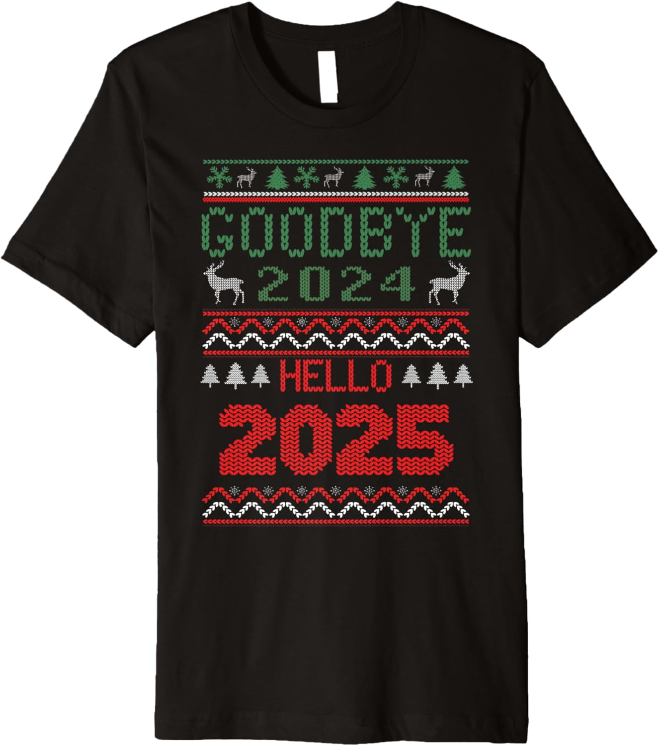 Goodbye 2024 Hello 2025 Merry Christmas Happy New Year 2025 Premium T ...