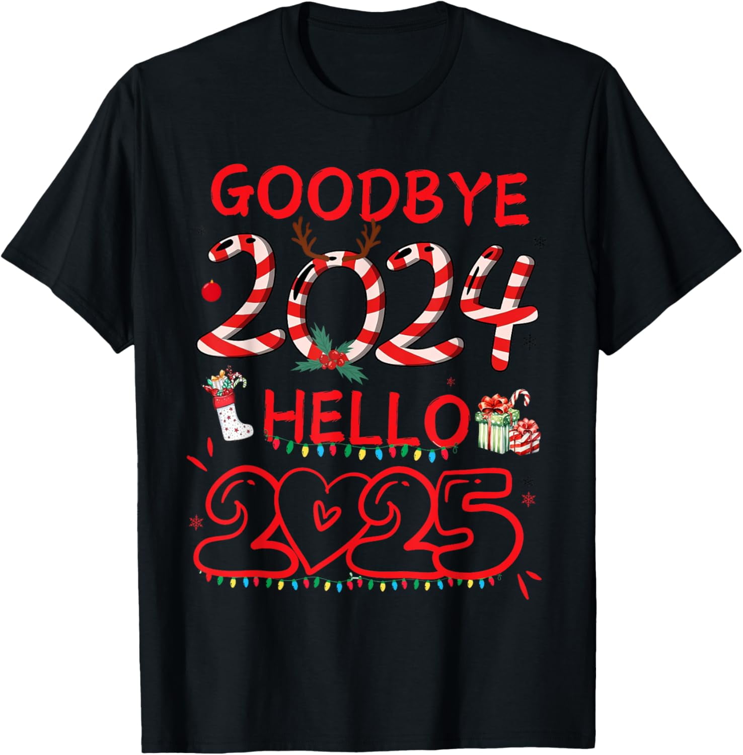 Goodbye 2025 Hello 2025 Merry Christmas Happy New Year 2025 TShirt