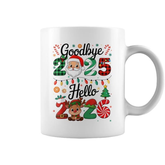 Goodbye 2025 Hello 2026 Happy New Year Christmas Family Coffee Mugs