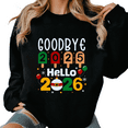 thumbnail image 1 of Goodbye 2025 Hello 2026 Popsicle Theme Graphic Tee T Shirt Tops Personalized Round-neck long-sleeved Black S-3XL, 1 of 6