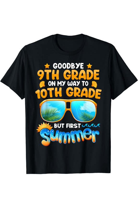 Goodbye 9th Grade Graduation To 10th Grade Hello Summer Kids T-Shirt