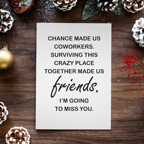 Goodbye Card for Coworker "Chance Made Us Coworkers" Friendship Design Blank Inside, Perfect Farewell Gift for Colleagues