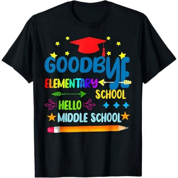 Goodbye Elementary Hello Middle School Graduation 2024 T-Shirt