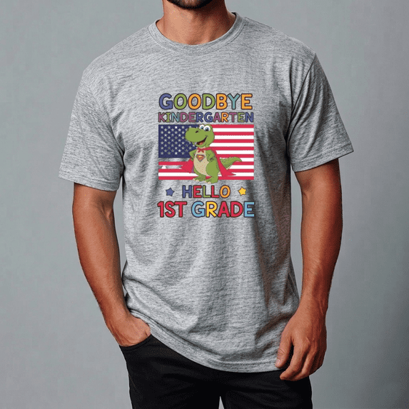 Goodbye Kindergarten Hello 1st Grade Dinosaur Theme Unisex Tee,S- 5XL