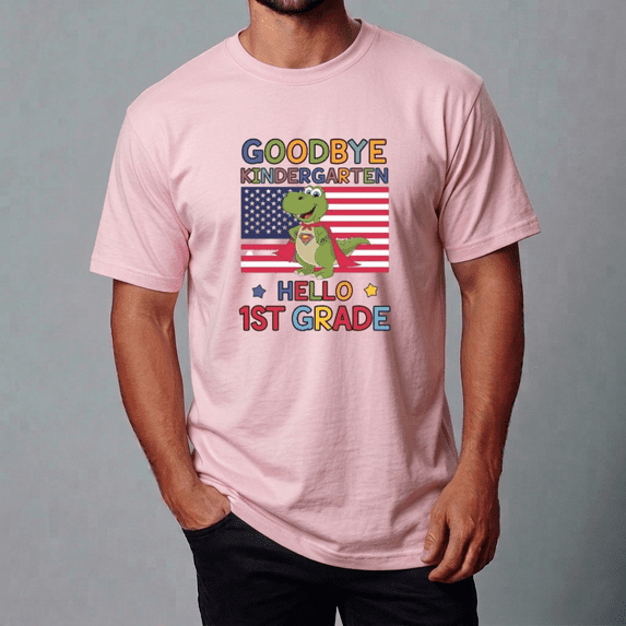 Goodbye Kindergarten Hello 1st Grade Dinosaur Theme Unisex Tee,S- 5XL